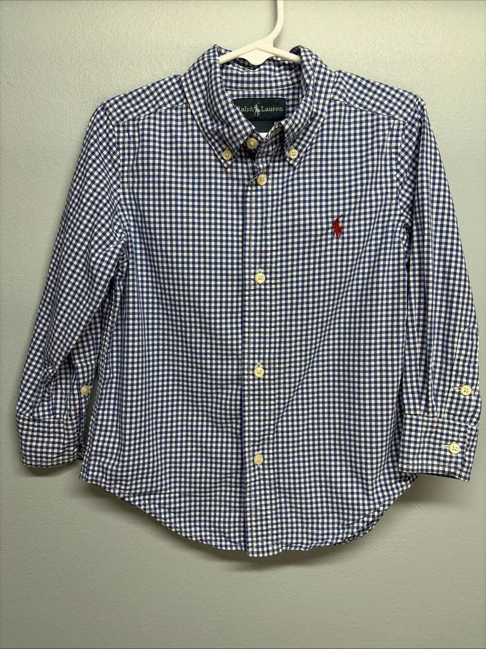 Ralph Lauren Gingham Cotton Button Down Shirt Toddler Boy Size 3T